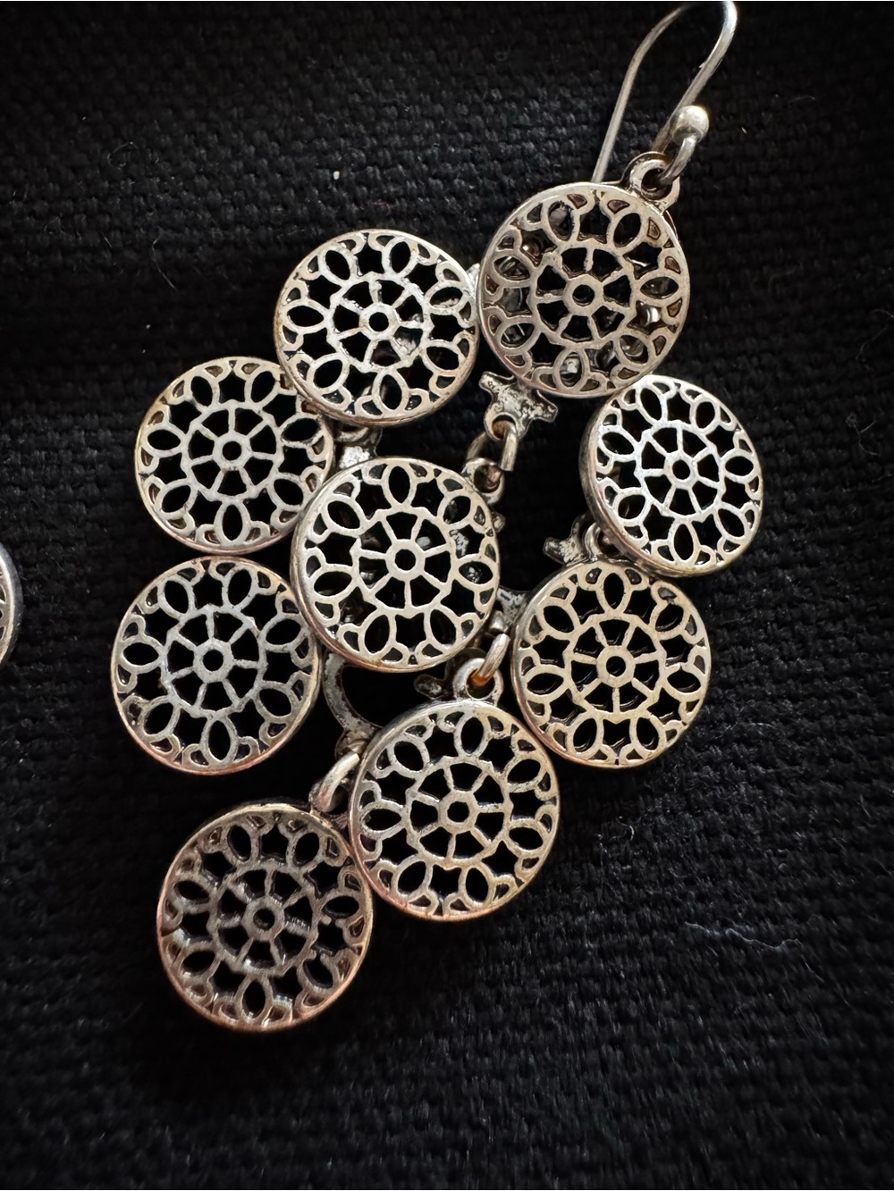 Lucky Brand Silver-Tone Filigree Cluster Dangle Earrings - Picture 7 of 7